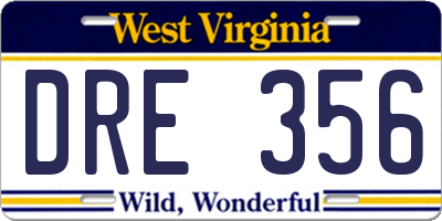 WV license plate DRE356