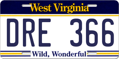 WV license plate DRE366