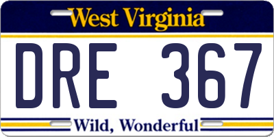 WV license plate DRE367
