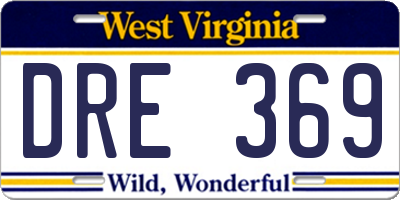WV license plate DRE369