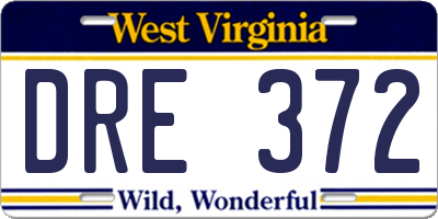 WV license plate DRE372