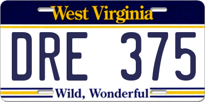 WV license plate DRE375