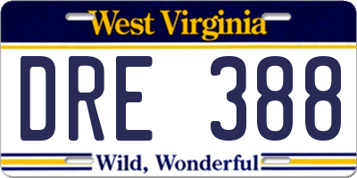 WV license plate DRE388