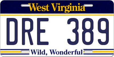 WV license plate DRE389