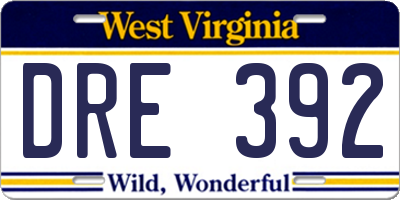 WV license plate DRE392