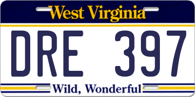 WV license plate DRE397