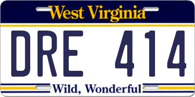 WV license plate DRE414