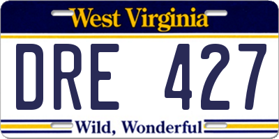 WV license plate DRE427