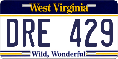 WV license plate DRE429