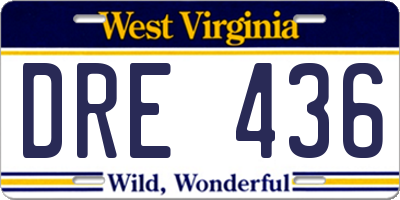 WV license plate DRE436