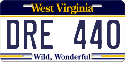 WV license plate DRE440