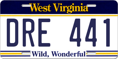 WV license plate DRE441