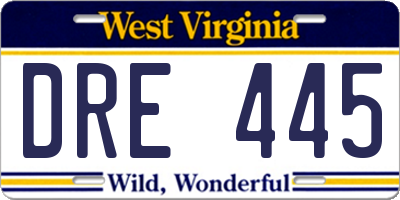 WV license plate DRE445