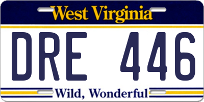 WV license plate DRE446