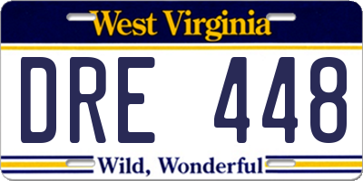 WV license plate DRE448