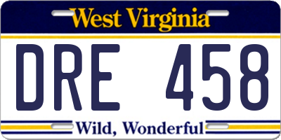 WV license plate DRE458
