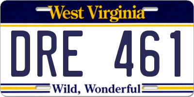 WV license plate DRE461