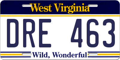 WV license plate DRE463