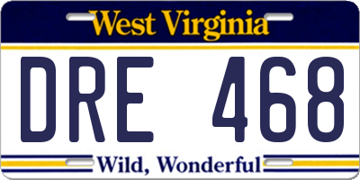 WV license plate DRE468