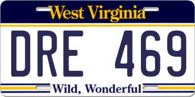 WV license plate DRE469