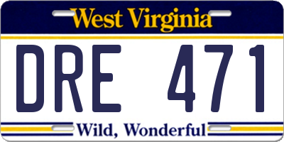 WV license plate DRE471