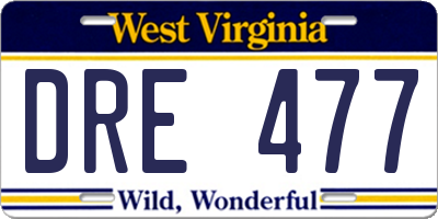 WV license plate DRE477