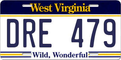 WV license plate DRE479