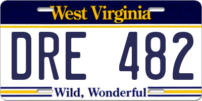 WV license plate DRE482