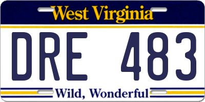WV license plate DRE483