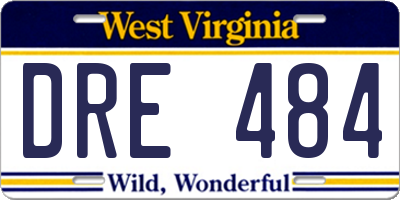 WV license plate DRE484