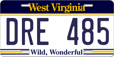 WV license plate DRE485