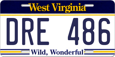 WV license plate DRE486