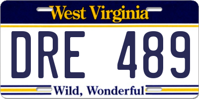 WV license plate DRE489