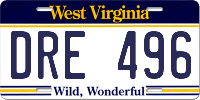 WV license plate DRE496