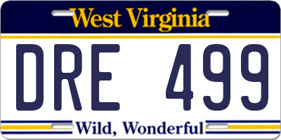 WV license plate DRE499