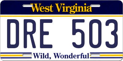 WV license plate DRE503