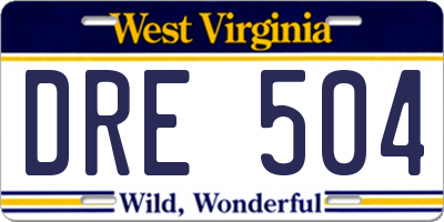 WV license plate DRE504