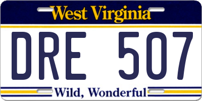 WV license plate DRE507
