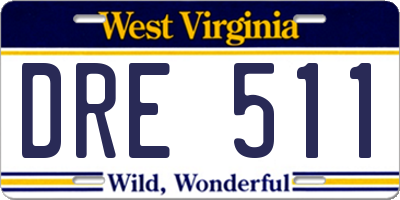 WV license plate DRE511
