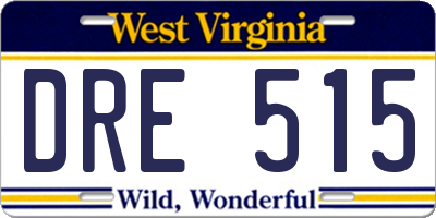 WV license plate DRE515