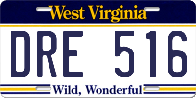 WV license plate DRE516