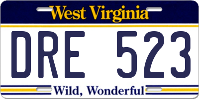 WV license plate DRE523