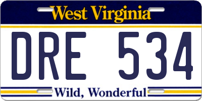 WV license plate DRE534
