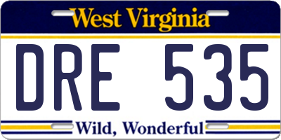 WV license plate DRE535