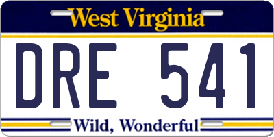 WV license plate DRE541