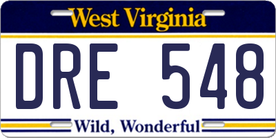 WV license plate DRE548