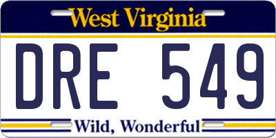 WV license plate DRE549
