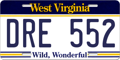 WV license plate DRE552
