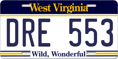 WV license plate DRE553