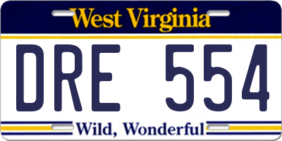 WV license plate DRE554